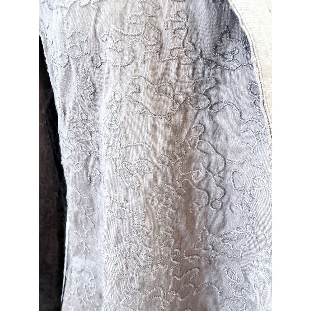 Eileen Fisher Luxury 100% Silk Embroidered Floral Open Front Blazer Jacket M - Picture 5 of 10